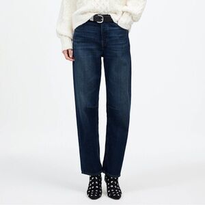 Madewell The Darted Barrel Leg Jean Leeds Wash Dark Denim Cashmere Size 30 $148